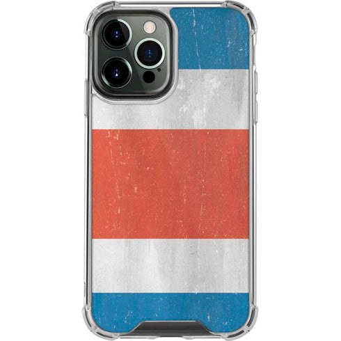 Costa Rican Flag Distressed iPhone 15 Pro Max Clear Case